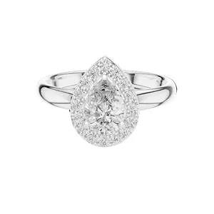 Bague halo en diamant de laboratoire en forme de poire de 0,94 carat pour femmes, VVS-VS EF CVD, or 18 carats, 14 carats, 10 carats et argent 925, rose, jaune, blanc - Product Image 2