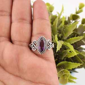 Pierre précieuse améthyste, argent sterling 925, plaqué or 14 carats, taille marquise, 1,40 carat, bijoux faits à la main, pierre de naissance de février, Saint-Valentin - Product Image 3