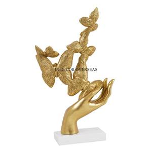 Venta caliente de alta calidad chapado en oro de alta resistencia de Metal manos diseñador escultura Hogar y Hotel Mesa decoración suministros de la India - Product Image 6