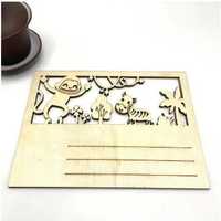 Carte postale en bois avec motif animal creux, écologique, carte de vœux créative 3D pop-up, cadeau artisanal pour anniversaire, Noël, fête