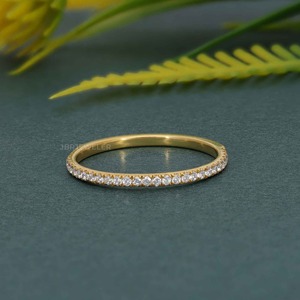 <b>Dainty</b> IGI Certified VVS Lab Grown Diamond 14k Solid <b>Gold</b> Eternity Wedding Band <b>Ring</b> High End Fine Fashion Luxury Women Jewelry - Product Image 2