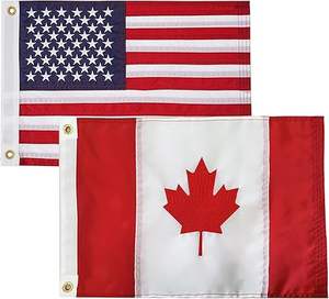 Ensemble de drapeaux américains et canadiens 12x18 pouces, brodés, en polyester imperméable, résistants, avec 2 œillets en laiton - Product Image 2