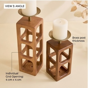 Porte-bougie en bois de manguier fait main, très demandé pour Noël, les mariages et la maison/bureau - Taille et forme personnalisables - Product Image 3