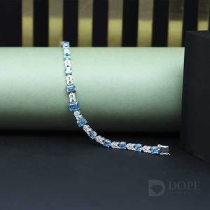 Pulsera de diamantes Esmeralda y Marqués en plata de ley 925 Diseño de una sola línea Regalo perfecto para cada lugar - Product Image 1