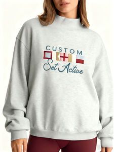 Sweat-shirt à col montant surdimensionné en molleton brodé personnalisé avec logo pour femmes, streetwear en coton doux - Product Image 6