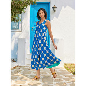 Robe midi Margot en twill - Motif à pois élégant, manches bouffantes, tenue de soirée modeste pour femmes - Product Image 2