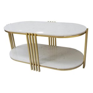Muebles Modernos para Sala de Estar, Mesa de Centro con Tapa de Piedra y Juego de Sofás Tapizados en Gris CBSF68012 - Product Image 3