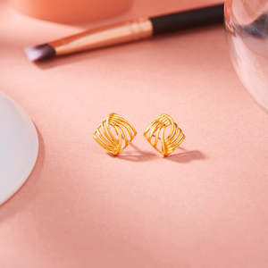 Boucles d'oreilles pendantes en acier inoxydable plaqué or avec zircon, perle et diamant pour soirée - Product Image 1
