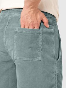 Shorts streetwear tendance de haute qualité avec logo, confortables, en toile 100% tissée, longueur genou, taille élastique, teinture unie, shorts chauds pour - Product Image 2