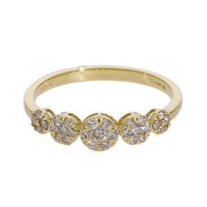 Elegant 14K Gold <b>Rhodium</b> Plated Floral Cluster Diamond <b>Ring</b> with 5 Classic Sparkle Natural Diamonds Micro-Prong Setting Women's - Product Image 4