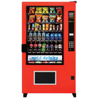 Distributore Automatico Rosso di Snack e Bevande con Sezione Bevande Fredde, Opzioni di Pagamento Multiple, per Uso Esterno e Interno, Ufficio