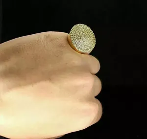 3 Ct Round Cut Real Moissanite Vintage Men's Cluster Wedding <b>Ring</b> <b>14k</b> Yellow <b>Gold</b> Plated for Hinduism - Product Image 4