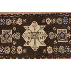 Tapis de 3,2 x 9,9 pieds, tapis turc vintage, tapis rayé marron - Product Image 5