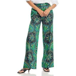 Pantaloni a Gamba Larga in Crepe con Stampa Paisley Verde Smeraldo da Donna Kobi Halperin, Taglia Extra Small (XS) ed Extra Large (XL), Vita Media, Morbidi e Traspiranti - Product Image 1