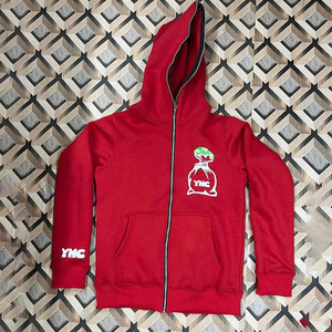 เสื้อสเวตเตอร์ปักลายไหล่ผ้ากำมะหยี่มีฮู้ดสำหรับผู้ชายเสื้อสเวตเตอร์ปักลายผ้ากำมะหยี่ติดโลโก้ขนาดใหญ่กว่าปกติ - Product Image 1