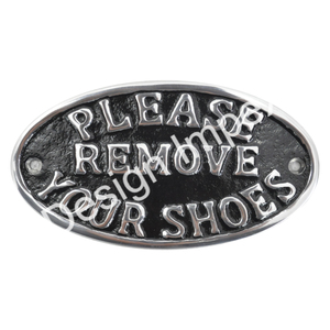 Handmade Custom Please Remove Your Shoes General <b>Sign</b> for Wall Cast Iron Elegant Wall Mounted Metal <b>Sign</b> Exclusive Quality - Product Image 2