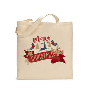 Sacs en coton « Joyeux Noël » motif rennes, sacs de rangement décoratifs festifs pour Noël - Product Image 1