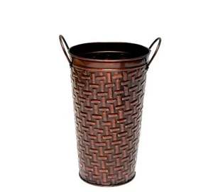 ถังใส่ดอกไม้ประดิษฐ์สำหรับปลูกต้นไม้ในบ้านและนอกอาคารดีไซน์โบราณมีสีเขียวนูนพร้อมด้ามจับทำจากทองเหลือง - Product Image 2