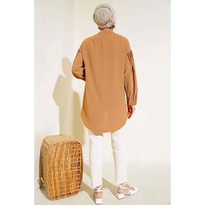 Tunique plissée à revers Camel - Product Image 4