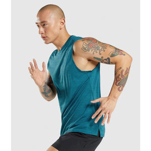 T-shirt de sport sans manches en coton personnalisé, nouvelle marque privée, noir, coupe ample, débardeur de fitness pour hommes - Product Image 6