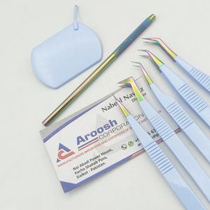 Pinzas para pestañas Dumont de acero inoxidable sostenibles al por mayor, multipunta recubierta de color azul bebé con logotipo personalizado - Product Image 6