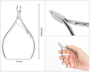 Alicates de acero inoxidable de doble resorte para uñas, pinza de cutícula profesional de plata ODM/OEM, bajo nivel de pedido - Product Image 3
