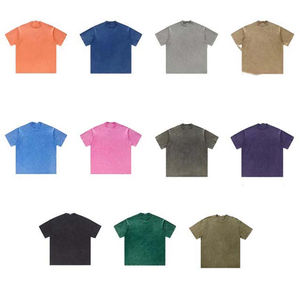 เสื้อยืดสำหรับผู้ชายเสื้อคอกลมแขนสั้นเสื้อฮิปฮอปซักด้วยกรดเสื้อโอเวอร์ไซส์200gsm - Product Image 6