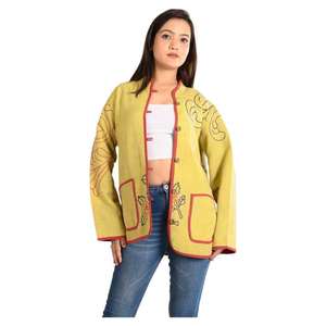 Veste en coton Vintage fabriquée à la main pour femmes imprimé bloc indien Style Boho matelassé longue longueur réversible Design tenue décontracté - Product Image 4