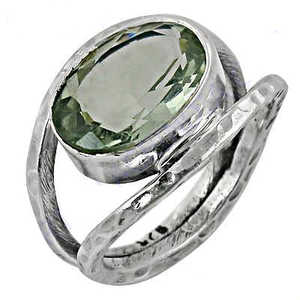 Bague statement bohème en argent sterling 925 avec améthyste verte naturelle plaquée rhodium et taillée pour un cadeau de promesse pour femme - Product Image 1