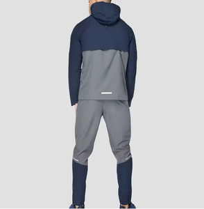Survêtement athlétique à capuche pour homme Survêtement à manches longues avec fermeture à glissière complète Pantalon de jogging 2 pièces Patchwork Sportsuits - Product Image 2