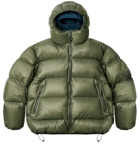 Veste matelassée à capuche en laine imperméable respirante pour homme, style streetwear d'hiver, fermeture éclair, logo brodé, personnalisable - Product Image 3