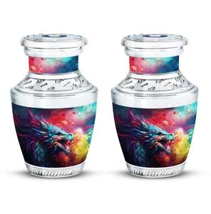 Dragon Urn for <b>Ashes</b> Colorful Artistic <b>Keepsake</b> Modern Aluminum Burial Funeral Urn for Adults Available in Large and Small Sizes - Product Image 2