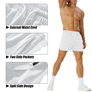 Shorts de sport décontractés pour hommes Séchage rapide Workout Athletic Running Breath Eco-Friendly Knitted Solid Knee-Length Pockets - Product Image 5