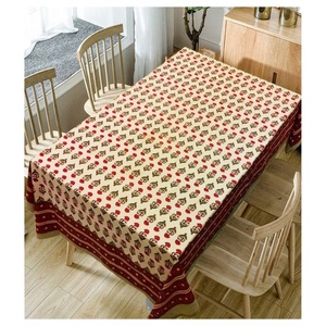 Nouveau Top Vente Doux Flexible Blanc Avec Centre Bleu Stripe Design De Luxe Mariage 100% Coton Biologique GOTS Certificat Nappe - Product Image 4