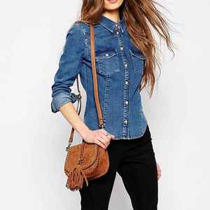 Nueva chaqueta vaquera de primavera y otoño para mujer, chaqueta vaquera corta de algodón con relleno para mujer, transpirable, holgada, de manga larga - Product Image 3