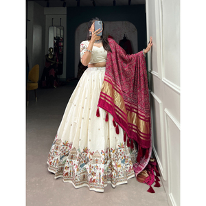 Fashionharbour ชุด bollywood ผ้าฝ้าย khadi choli กับ zari dupatta สำหรับงานแต่งงานฤดูใบไม้ร่วงและงานพรอม - Product Image 3