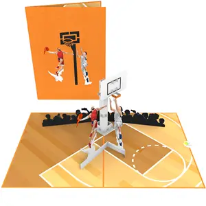 Kartu pemain basket 3D Pop Up, kartu penjual terbaik untuk ulang tahun kartu 3D buatan tangan, pemotong Laser kertas