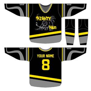 Dernier design, haute qualité, nouvelle arrivée, uniforme de hockey sur glace écologique, respirant, à séchage rapide, avec nom d'équipe personnalisé, 100% polyester - Product Image 5