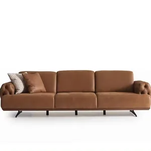 Sofá de 4 plazas Chesterfield diseño sofá de lujo sofá tapizado nuevo marrón