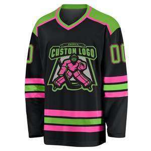 Jersey de Hockey sobre Hielo para Hombre OEM, Negro Multicolor, Logotipo Personalizado, Uniforme de Equipo con Tinte Completo, Malla Transpirable de Poliéster, Directo de Fábrica - Product Image 3