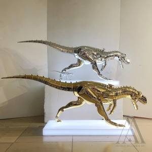 Arte de <span class=keywords><strong>dinosaurio</strong></span> robótico personalizado estatua decorativa creativa Centro de exposición Interior 1,8 M fibra de vidrio cromo T Rex escultura - Product Image 1
