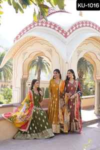 Diseñador Premium indio estilo Anarkali Faux Georgette vestido colecciones readymade Tabby seda bordado Cutwork Dupatta - Product Image 2