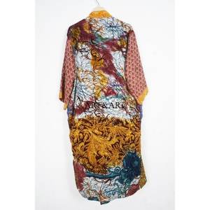 Kimono de Seda de Lujo, Elegante, para Verano, Ropa de Estar por Casa, Regalo, Estilo Boho, para Festivales, Uso Diario, Sexy, Hecho a Mano, Vintage, Sari, Manga 3/4, para Playa - Product Image 5