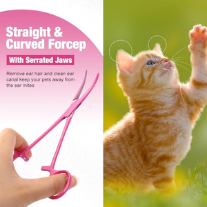 Pinzas hemostáticas rectas Pinzas de perforación Pinzas, Alicates rectos y curvos de acero inoxidable, Pinzas de pesca tijera rosa - Product Image 6