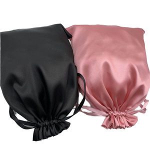 Sac à cordon en satin de soie, pochette de rangement pour cheveux douce, anti-poussière, sac cadeau pour bijoux, emballage en satin lisse, sac de voyage réutilisable pour cosmétiques - Product Image 1