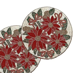 Eco-friendly <b>Glass</b> Beaded Coaster <b>Placemat</b> Handcrafted Floral Shaped Design with Rosette Tipi Beads Customizable Coaster Set - Product Image 2