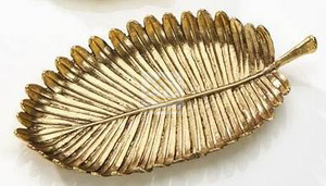 Plateau de service artisanal en acier inoxydable avec design martelé et poignée en feuille de couleur or fournitures de cuisine de table - Product Image 4