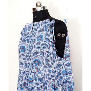 ชุดเดรสสไตล์โบฮีเมียนสำหรับผู้หญิงพิมพ์ดิจิตอลเสื้อทูนิคอตตอนแบบอินเดียยาวถึงพื้นชุดชายหาดแขนกุดซักได้สำหรับฤดูร้อน - Product Image 3