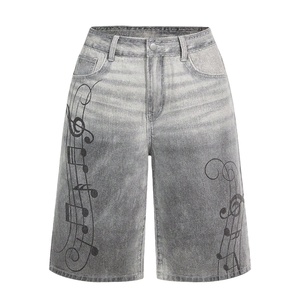 Shorts de Mezclilla Gris Desgastado Personalizados para Mujer, Estilo Vintage, Cintura Media, Corte Recto, Transpirables, Ecológicos, Poliéster/Algodón - Product Image 1