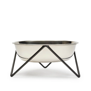 High Quality Stainless Steel Food and Water Pet <b>Bowls</b> with Black Iron <b>Stand</b> with Customized Size and Color - Product Image 1